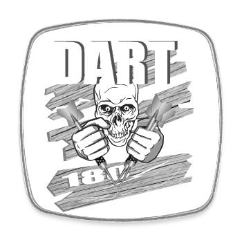 DART 180 Skull design for darts players - Square fridge magnet - white - Front