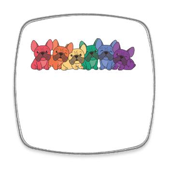 Rainbow French Bulldog Flag Pride LGBTQ Dogs - Square fridge magnet - white - Front