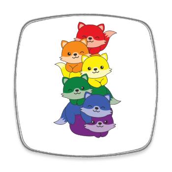 Regenbogen Flag Pride LGBTQ süßer Fuchs Stapel - Viereckiger Kühlschrankmagnet - Weiß - Vorne