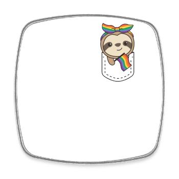 Regenbogen Faultier Flag Pride LGBT süße Faultiere - Viereckiger Kühlschrankmagnet - Weiß - Vorne