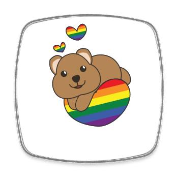 Rainbow Flag Pride LGBTQ Cute Quokka Love - Square fridge magnet - white - Front