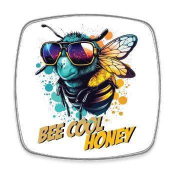 Graffiti bumblebee with sunglasses Bee Cool Honey - Square fridge magnet - white - Front