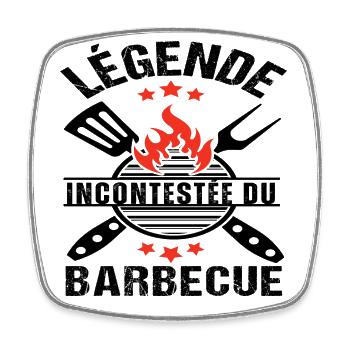 Légende du barbecue humour bbq cadeau grilleur - Magnet carré - blanc - Devant