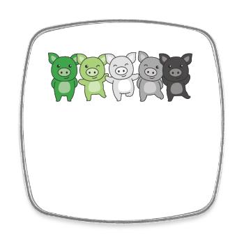 Aromantik Flag Pride LGBTQ Cute Pig - Square fridge magnet - white - Front