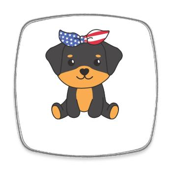 4. Juli amerikanischer Rottweiler für Kinder USA - Viereckiger Kühlschrankmagnet - Weiß - Vorne