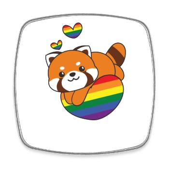 Rainbow Flag Pride LGBTQ Cute Red Panda Love - Square fridge magnet - white - Front