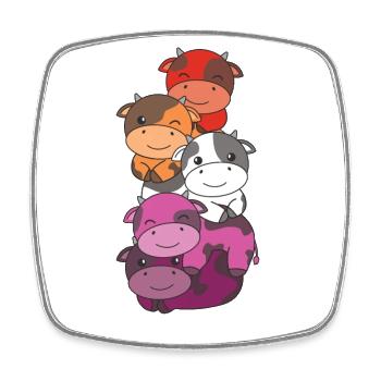 Lesbian Flag Pride LGBTQ Cute Cow Pile - Magnet carré - blanc - Devant