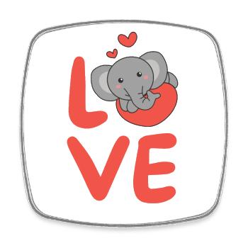 Elephant for Valentine's Day Cute Animals Hearts Love - Square fridge magnet - white - Front