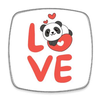 Panda pour la Saint-Valentin Animaux mignons Cœurs Amour - Magnet carré - blanc - Devant