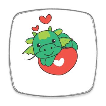 Dragon for Valentine's Day cute animals hearts - Square fridge magnet - white - Front