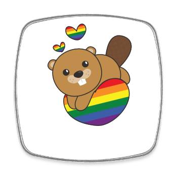 Regenbogen Flag Pride LGBTQ süßes Biber Love - Viereckiger Kühlschrankmagnet - Weiß - Vorne