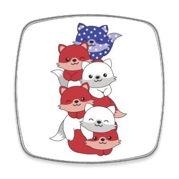Fox for the Fourth of July USA Flag Foxes - Square fridge magnet - white - Front