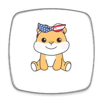 4 juillet Hamster américain pour enfants USA - Magnet carré - blanc - Devant