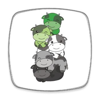 Aromantik Flag Pride LGBTQ Cute Cow Stack - Square fridge magnet - white - Front