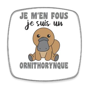 Je m'en fous je suis un ornithorynque Schnabeltier - Viereckiger Kühlschrankmagnet - Weiß - Vorne