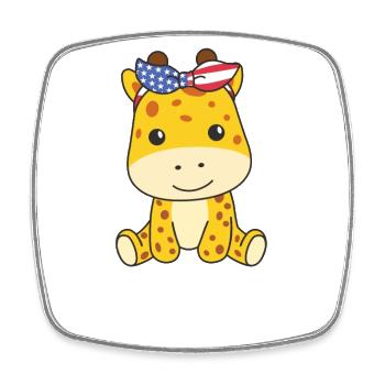 4 juillet Girafe américaine pour enfants USA - Magnet carré - blanc - Devant