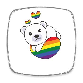 Rainbow Flag Pride LGBTQ Mignon Polar Bear Love - Magnet carré - blanc - Devant