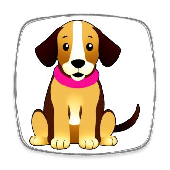 Brauner süßer Hund, sitzend - Viereckiger Kühlschrankmagnet - Weiß - Vorne