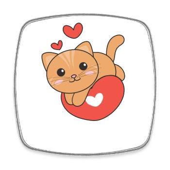 Chat pour la Saint-Valentin coeur d’animaux mignons - Magnet carré - blanc - Devant