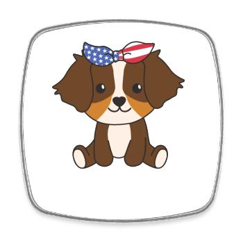4. Juli amerikanischer Australian Shepherd USA - Viereckiger Kühlschrankmagnet - Weiß - Vorne