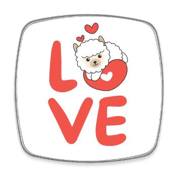 Alpaga pour la Saint-Valentin Animaux mignons Coeurs Amour - Magnet carré - blanc - Devant