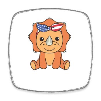 4. Juli amerikanischer Triceratops für Kinder USA - Viereckiger Kühlschrankmagnet - Weiß - Vorne