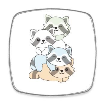 Unlabeld Flag Pride LGBTQ Cute Raccoon - Square fridge magnet - white - Front