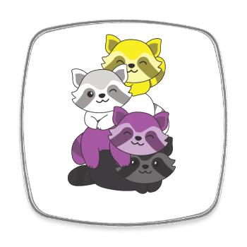 Nonbinary Flag Pride LGBTQ Mignon Raccoon Stack - Magnet carré - blanc - Devant