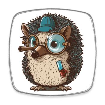 Monokel-Igel - Viereckiger Kühlschrankmagnet - Weiß - Vorne
