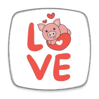 Cochon pour la Saint-Valentin Animaux mignons Cœurs Amour - Magnet carré - blanc - Devant