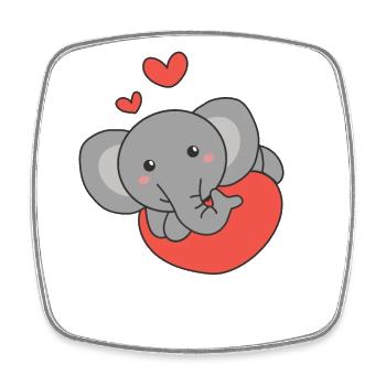 Elephant for Valentine's Day cute animals hearts - Square fridge magnet - white - Front