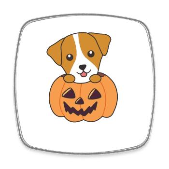 Jack Russel en chiens mignons à la citrouille Joyeux Halloween - Magnet carré - blanc - Devant