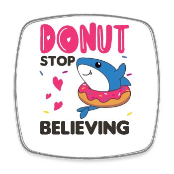 Süßer Hai lustige Tiere in Donut pink - Viereckiger Kühlschrankmagnet - Weiß - Vorne