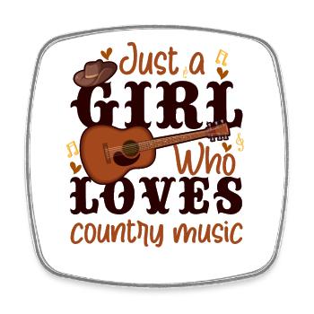 Just a girl who loves country music - Square fridge magnet - white - Front