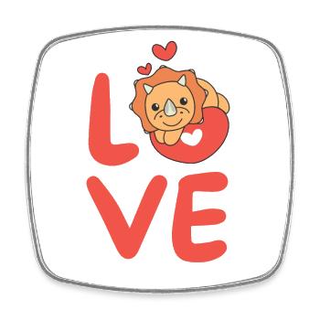 Triceratops pour la Saint-Valentin mignons animaux coeurs - Magnet carré - blanc - Devant