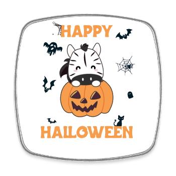 zebra in pumpkin cute zebras Happy Halloween - Square fridge magnet - white - Front
