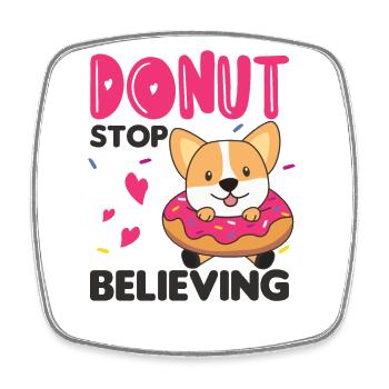 Süßer Corgi lustige Tiere in Donut Wortspiel pink - Viereckiger Kühlschrankmagnet - Weiß - Vorne