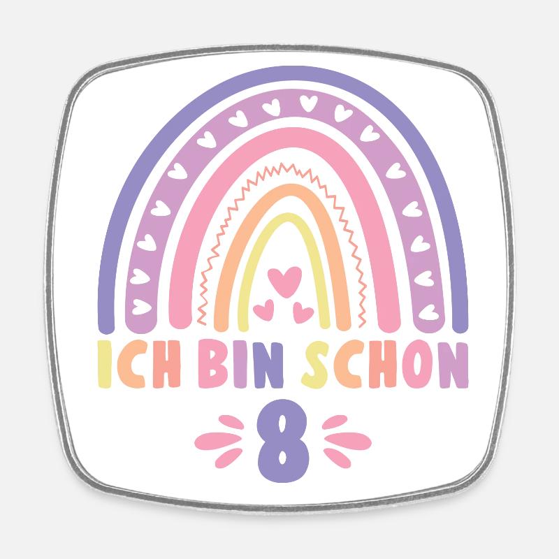 Ich bin schon 8 - 8 Geburtstag Mädchen Geschenk - Viereckiger Kühlschrankmagnet - Weiß