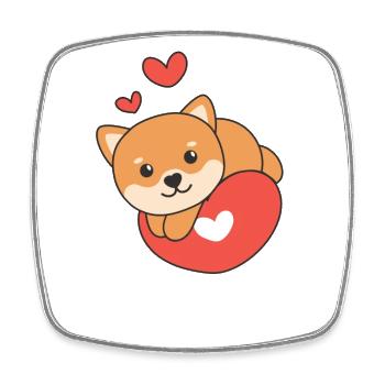 Shiba Inu pour la Saint-Valentin coeur d’animaux mignons - Magnet carré - blanc - Devant