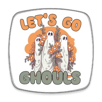 Let's go ghouls groovy ghost with vintage flowers - Viereckiger Kühlschrankmagnet - Weiß - Vorne