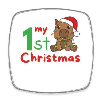 Capybara Weihnachten Capybaras my 1st Christmas - Viereckiger Kühlschrankmagnet - Weiß - Vorne