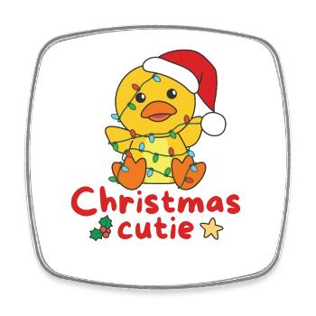 Canard Noël Canard Mignon Noël Cutie - Magnet carré - blanc - Devant