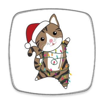 Katze Weihnachten Winter Tiere Katzen - Viereckiger Kühlschrankmagnet - Weiß - Vorne