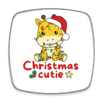 Girafe Weihnachten Migraffen Christmas Cutie - Magnet carré - blanc - Devant