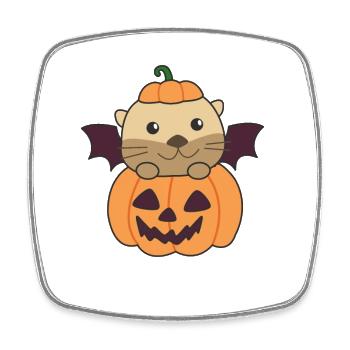 Otter Happy Halloween Pumpkin Bat Costume - Square fridge magnet - white - Front