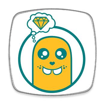 Niedliche Comic Figur (Diamant, Kreis) - Viereckiger Kühlschrankmagnet - Weiß - Vorne
