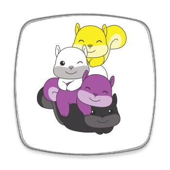 Nonbinary Flag Pride LGBTQ Cute Squirrel - Square fridge magnet - white - Front