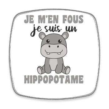 Je m'en fous je suis un hippopotame - Hippo - Viereckiger Kühlschrankmagnet - Weiß - Vorne