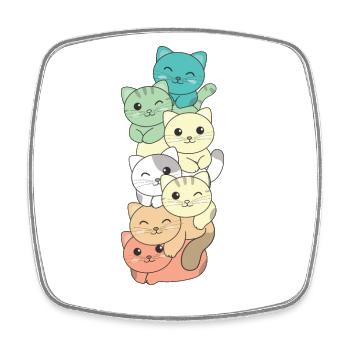 Genderfloren Flag Pride LGBTQ Cat Tower - Square fridge magnet - white - Front