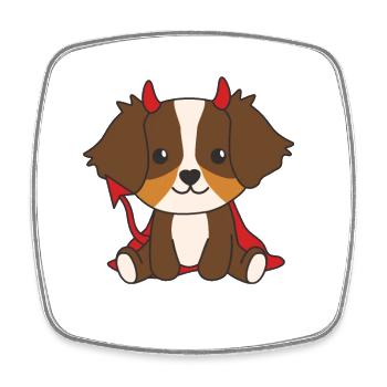 Australian Shepherd Happy Halloween Devil Costume - Square fridge magnet - white - Front